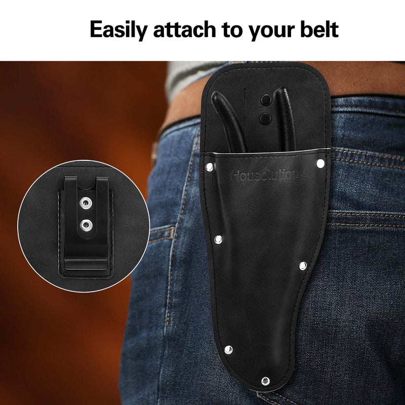 Housolution Garden Pruner Sheath, Pruner Holster, Premium PU Leather Holster Protective Case Cover Scabbard for Gardening Pruning Shears Scissor - Black - Image 3